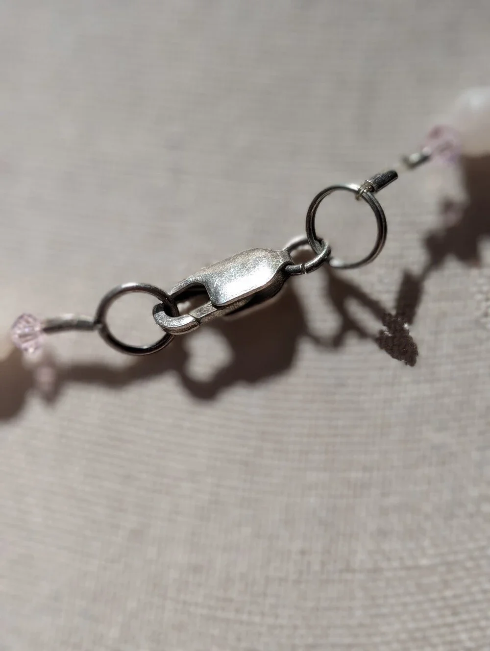 🌸 Artisan Rose Quartz & Crystal Necklace — Sterling Silver Clasp
